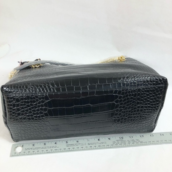 Victoria Secret Logo Midnight Croc Tote Shoulder Bag - Picture 11 of 15